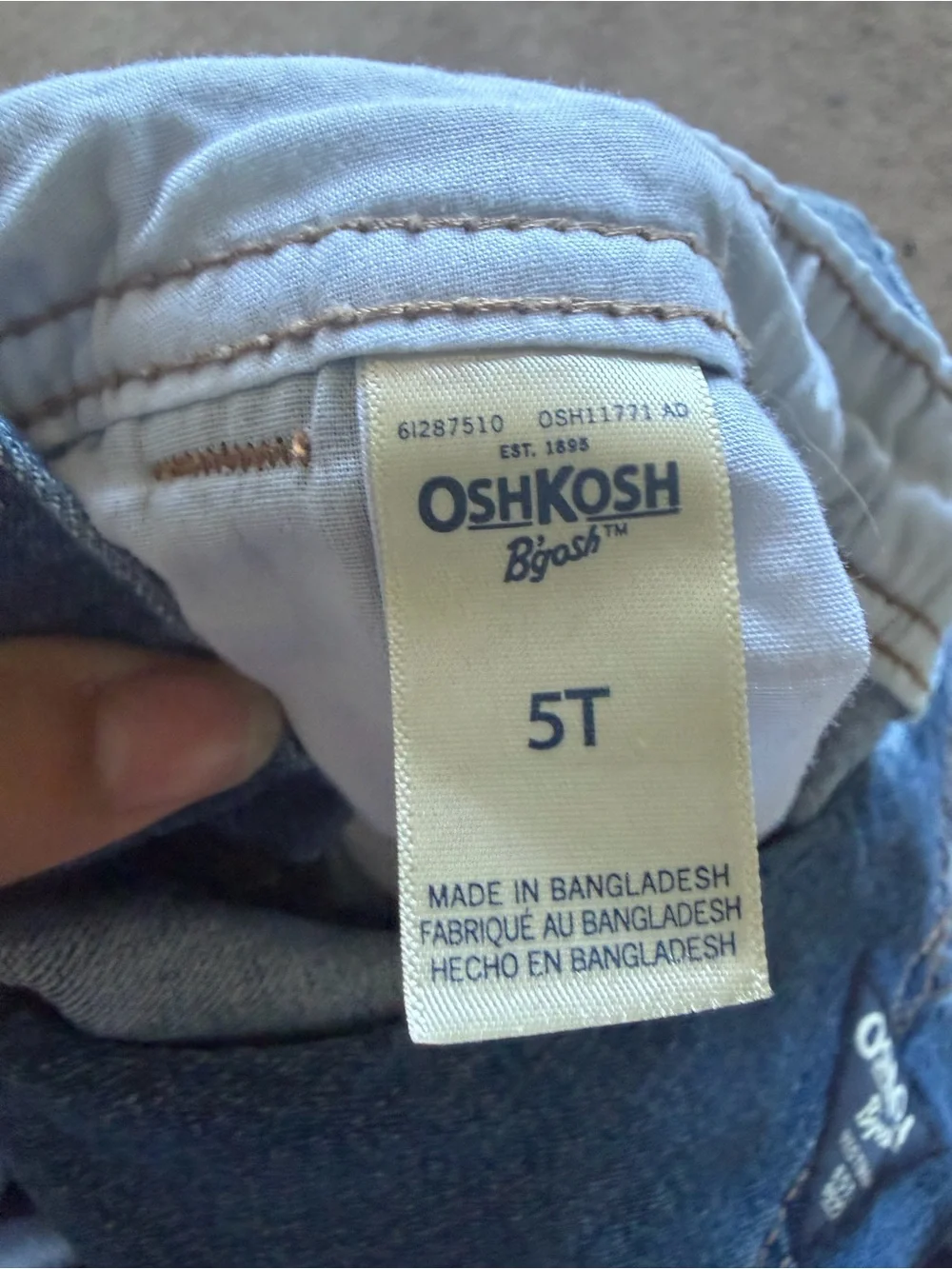 OshKosh B’gosh Denim Overalls 5T Blue Cargo Adjustable Straps Classic